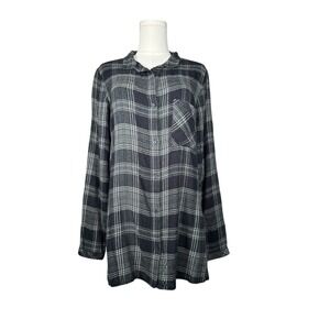 Cloth & Stone Plaid Rayon Flannel Tunic Shirt Size Medium